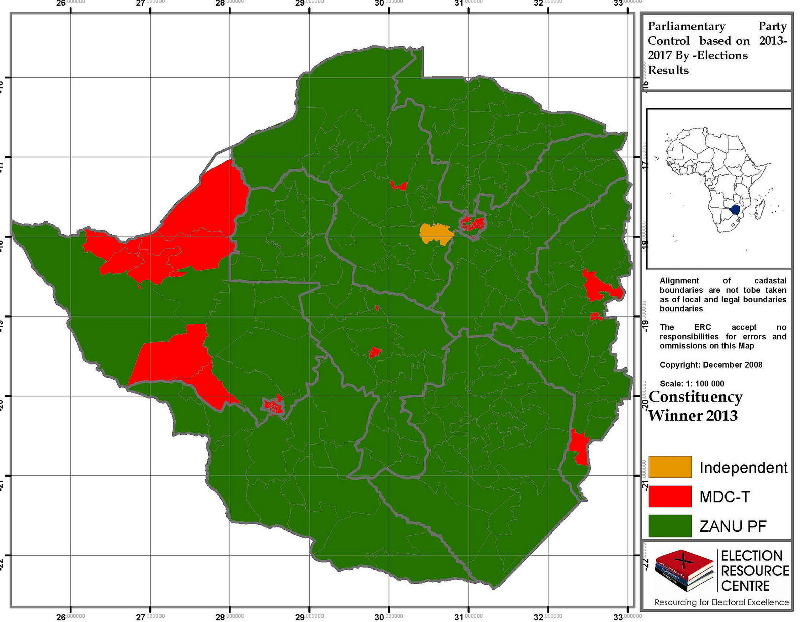 2013 Political Party control map